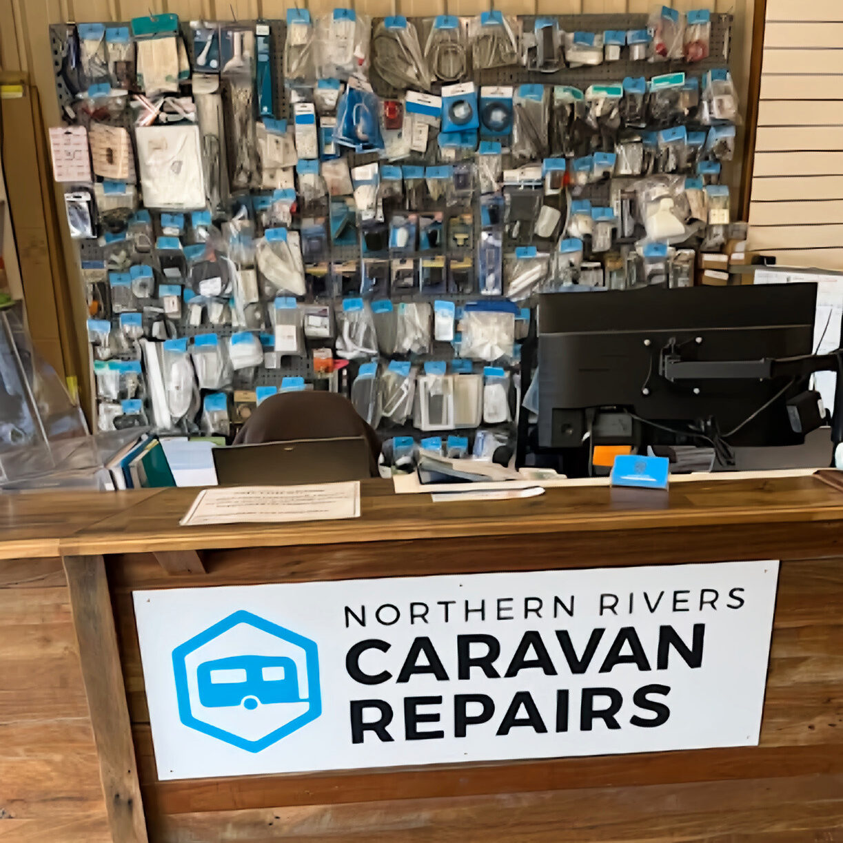 A wide selection of premium RV and caravan parts stocked in our repair shop, ready to be used for expert caravan servicing and repairs.